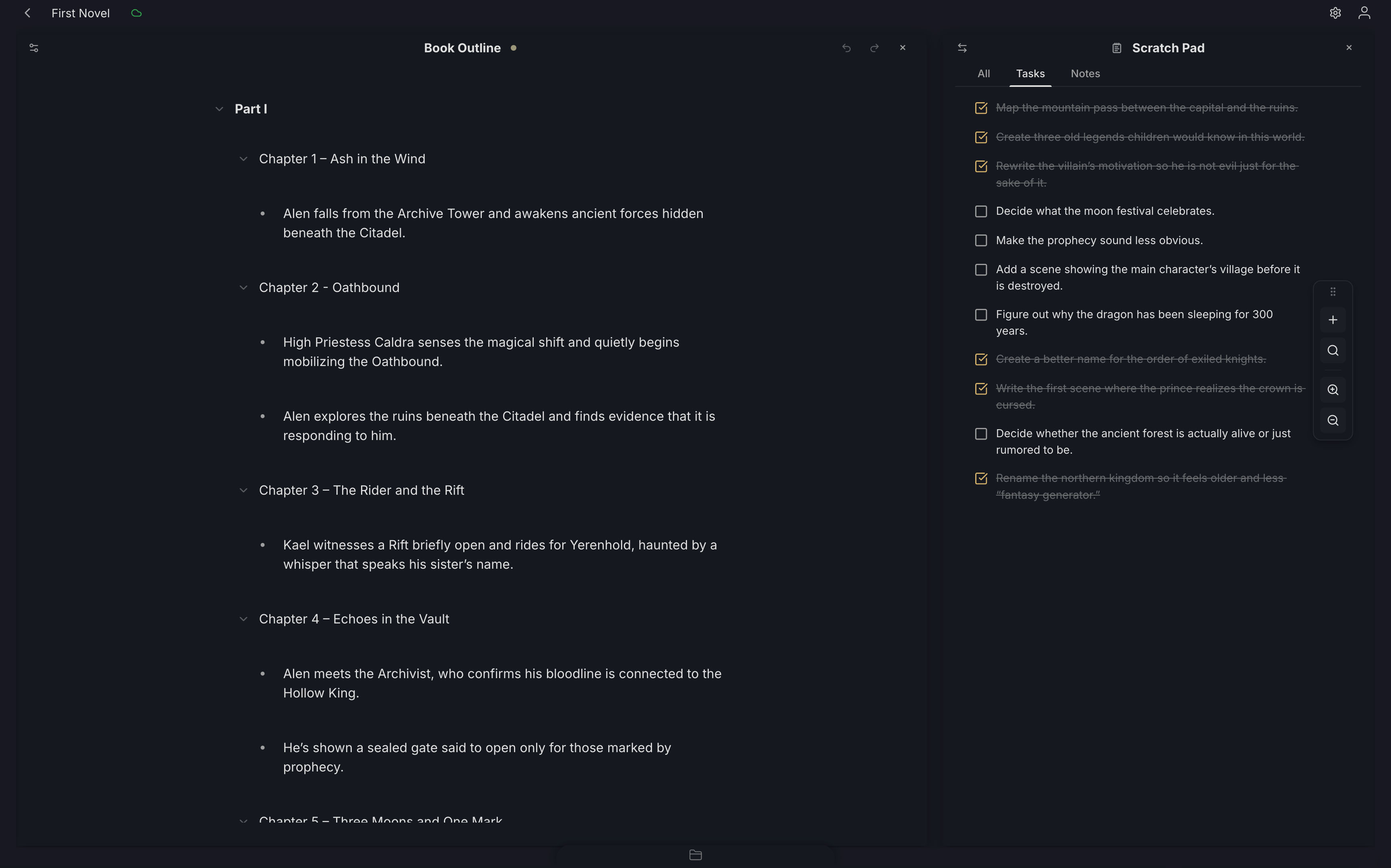 Studio Scratchpad with quick notes and tasks